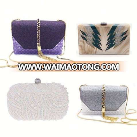 Wholesale American Trendy Party White Silver Woman Clutch Bag Evening Clutches for Weddings beaded clutch evening bag